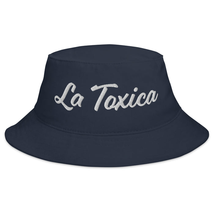 Embroidered La Toxica Spanish Mexican Bingo Game Funny Toxic Bucket Hat Mexicada Navy