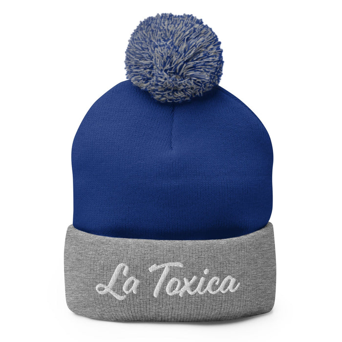 Embroidered La Toxica Spanish Mexican Bingo Game Funny Toxic Pom-Pom Beanie - Mexicada