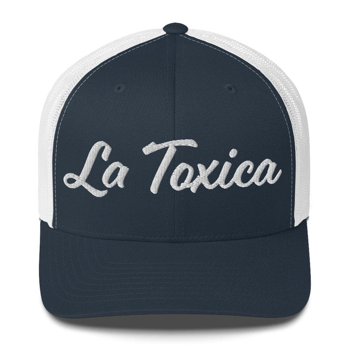 Embroidered La Toxica Spanish Mexican Bingo Game Funny Toxic Retro Trucker Hat Mexicada Navy/ White