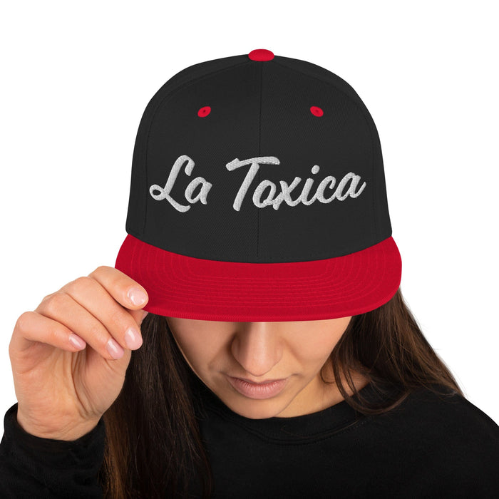 Embroidered La Toxica Spanish Mexican Bingo Game Funny Toxic Snapback Hat Mexicada Black/ Red