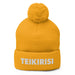 Embroidered Teikirisi - Take It Easy Funny Spanish Saying Phrase Pom-Pom Beanie Mexicada Gold