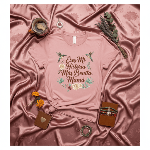 Eres Mi Historia Más Bonita, Mamá Hummingbird Floral T-Shirt, Spanish Mother's Day Gift, Cute Latin Mom Tee, Bella Canvas Soft Unisex Shirt, Hispanic Mama Love Top, Pink Dusty Rose Shirt Mexicada