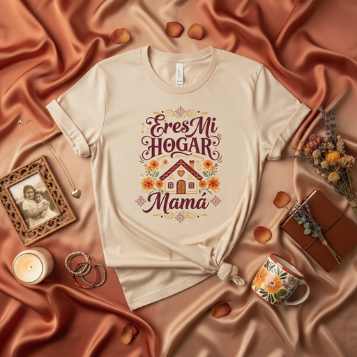 Eres Mi Hogar Mama T-Shirt, Mothers Day Gift Shirt, Spanish Mom Tee, Motherhood Shirt, Home Is Where Mom Is, Gift for Latina Mom, Hispanic Mama Top, Floral Heart House Design, Comfortable Unisex Shirt Mexicada