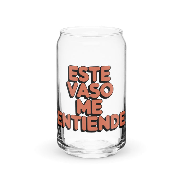 Este Vaso Me Entiende Exclusive Art Piece Can-Shaped Glass Home Office Work Mexican Spanish Pride Gift Cup One-Of-A-Kind Calligraphy Glass | E28 Mexicada 16 oz (No Lid No Straw)