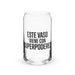 Este Vaso Viene Con Superpoderes Exclusive Art Piece Can-Shaped Glass Home Office Work Mexican Spanish Pride Gift Cup One-Of-A-Kind Calligraphy Glass | E3 Mexicada 16 oz (No Lid No Straw)