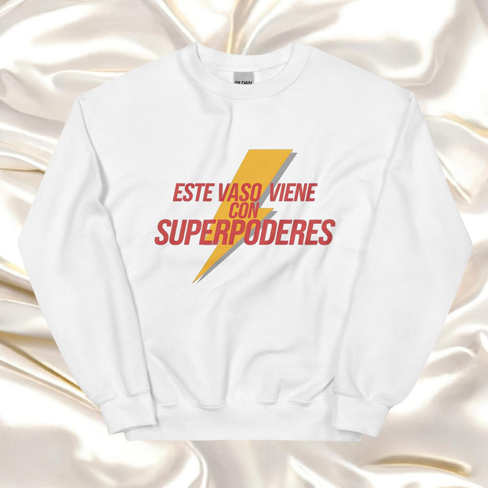 Este Vaso Viene Con Superpoderes Exclusive Art Piece Home Office Work Mexican Spanish Pride Gift One-Of-A-Kind Unisex Sweatshirt | E11 Mexicada White / S