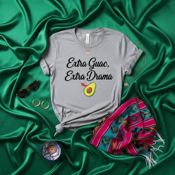 Extra Guac Extra Drama T-Shirt Funny Avocado Tee Mexican Food Fiesta Shirt Unisex Guacamole Lover Gift Top Cute Graphic Novelty Humorous Saying Apparel Mexicada