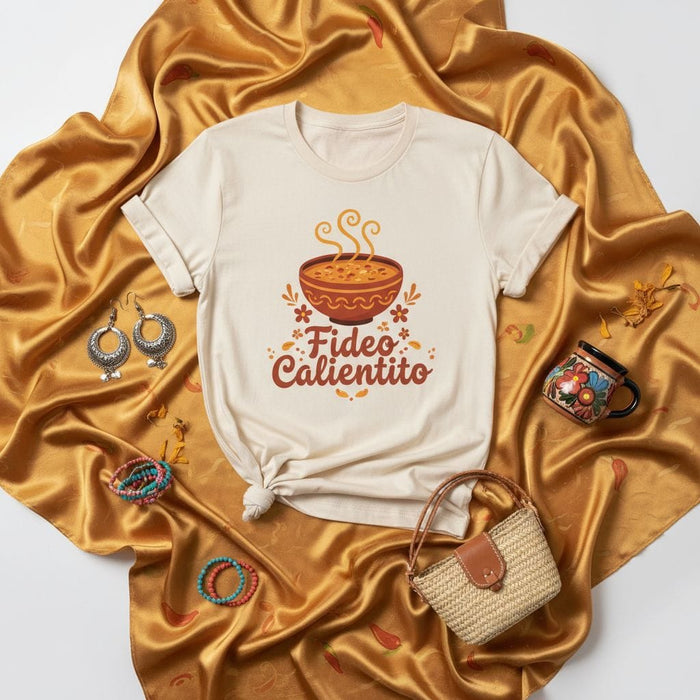 Fideo Calientito T-Shirt: Cozy Mexican Sopa de Fideo Noodle Soup Tee, Hispanic Comfort Food Shirt, Cute Bowl Graphic Unisex Top Gift Mexicada