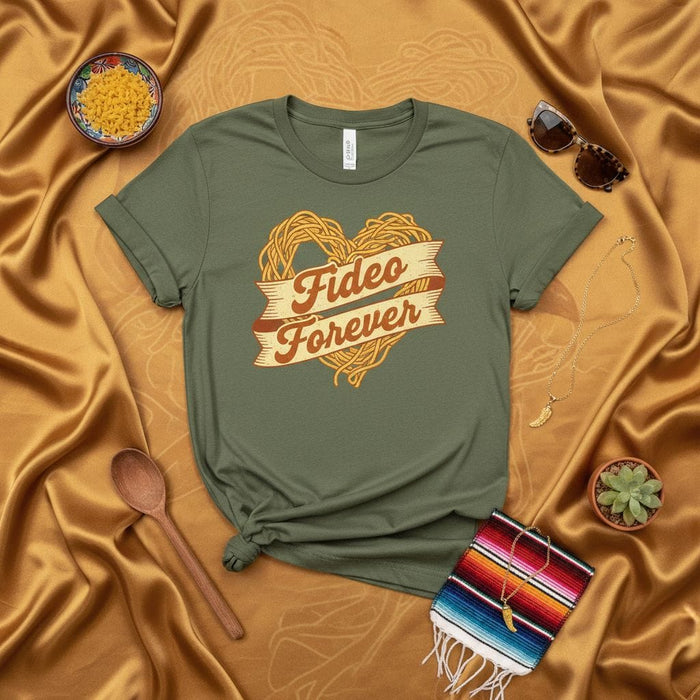 Fideo Forever Heart Pasta Noodle T-Shirt Spanish Foodie Lover Gift Unisex Tee Mexicada