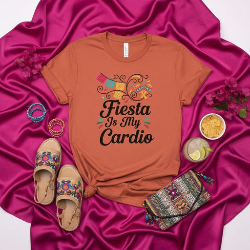 Fiesta Is My Cardio Shirt, Funny Mexican Party T-Shirt, Cinco de Mayo Drinking Tee, Colorful Festival Apparel, Cute Latin Dance & Celebration Graphic Top, Unisex Gift for Her or Him Mexicada