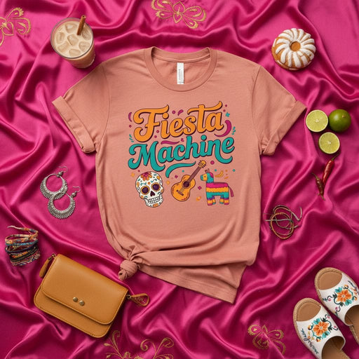 Fiesta Machine Shirt, Cinco de Mayo T-Shirt, Sugar Skull Guitar Piñata Graphic Tee, Mexican Party Fiesta Gift, Unisex Short Sleeve T-Shirt Mexicada