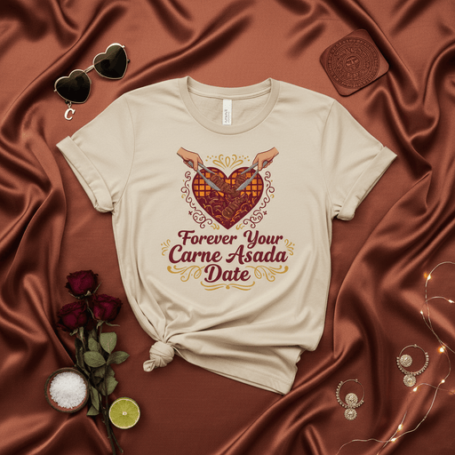Forever Your Carne Asada Date T-Shirt, Funny Valentine's Day Gift for Meat Lovers, Unisex Beef BBQ Shirt, Romantic Steak Grilling Couple Tee, Mexican Food Lover Apparel. Mexicada