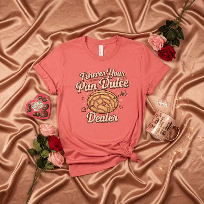 Forever Your Pan Dulce Dealer T-Shirt, Concha Valentines Day Shirt, Mexican Foodie Love Gift for Her, Cute Hispanic Couple Matching Tee Mexicada