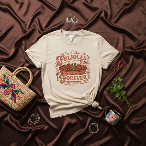 Frijoles Forever T-Shirt Unisex, Vintage-Style Mexican Beans Comfort Food Tee, Hispanic Heritage Apparel, Frijoles Whole Beans Graphic Shirt Gift for Foodies, Retro Kitchen Merch, Culturally Inspired Top Mexicada