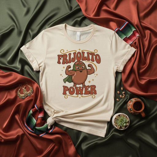 Frijolito Power T-Shirt Latino Lucha Libre Bean Graphic Tee Funny Mexican Food Pun Mexicada