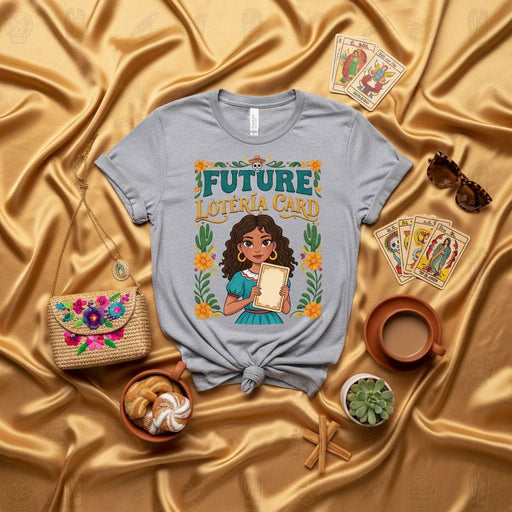 FUTURE LOTERÍA CARD Shirt for Women, Cute Latina Girl with Blank Loteria Card Tee, Hispanic Heritage Month Gift, Dia De Los Muertos, Mexican Folk Art Inspired Graphic T-Shirt Mexicada