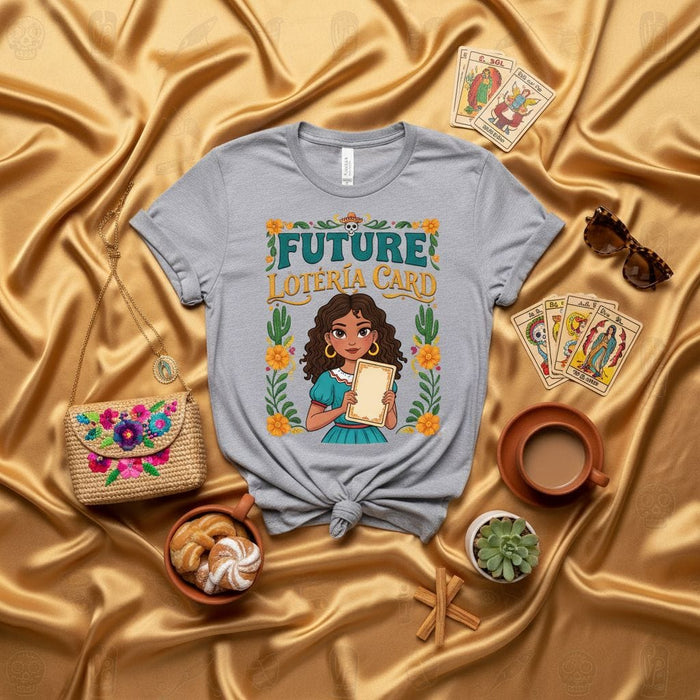 FUTURE LOTERÍA CARD Shirt for Women, Cute Latina Girl with Blank Loteria Card Tee, Hispanic Heritage Month Gift, Dia De Los Muertos, Mexican Folk Art Inspired Graphic T-Shirt Mexicada