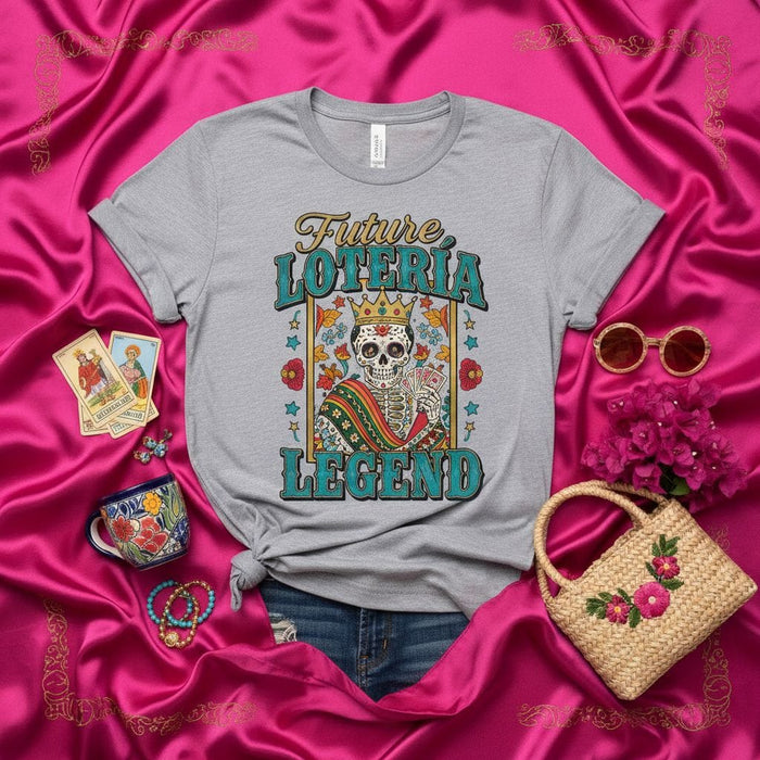 Future Loteria Legend Sugar Skull T-Shirt Day of the Dead Mexican Bingo Card Player Tee Calavera Art Design Unisex Shirt Gift Mexicada