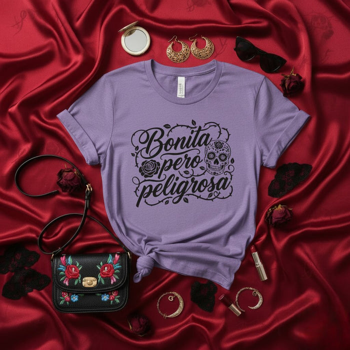 Camiseta Bonita Pero Peligrosa, Calavera de Azúcar, Cita en Español, Día de Muertos, Mexicana, Gráfica para Mujer, Estilo Boho, Diseño Floral