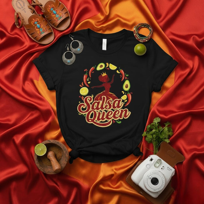 Salsa Queen Shirt Funny Mexican Food Tee Chili Pepper Avocado Lemon Lime Graphic T-Shirt Hispanic Heritage Month Gift