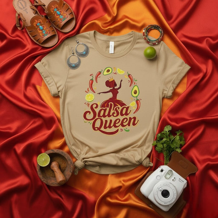 Salsa Queen Shirt Funny Mexican Food Tee Chili Pepper Avocado Lemon Lime Graphic T-Shirt Hispanic Heritage Month Gift