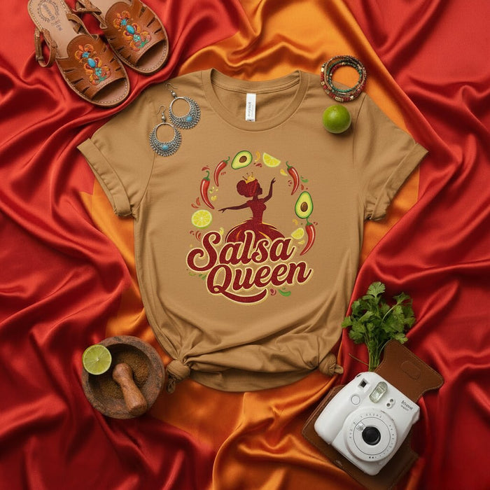 Salsa Queen Shirt Funny Mexican Food Tee Chili Pepper Avocado Lemon Lime Graphic T-Shirt Hispanic Heritage Month Gift