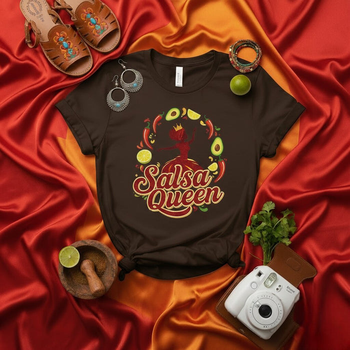 Salsa Queen Shirt Funny Mexican Food Tee Chili Pepper Avocado Lemon Lime Graphic T-Shirt Hispanic Heritage Month Gift