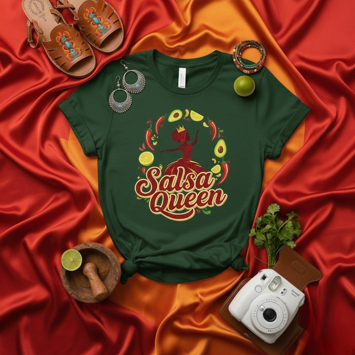 Salsa Queen Shirt Funny Mexican Food Tee Chili Pepper Avocado Lemon Lime Graphic T-Shirt Hispanic Heritage Month Gift