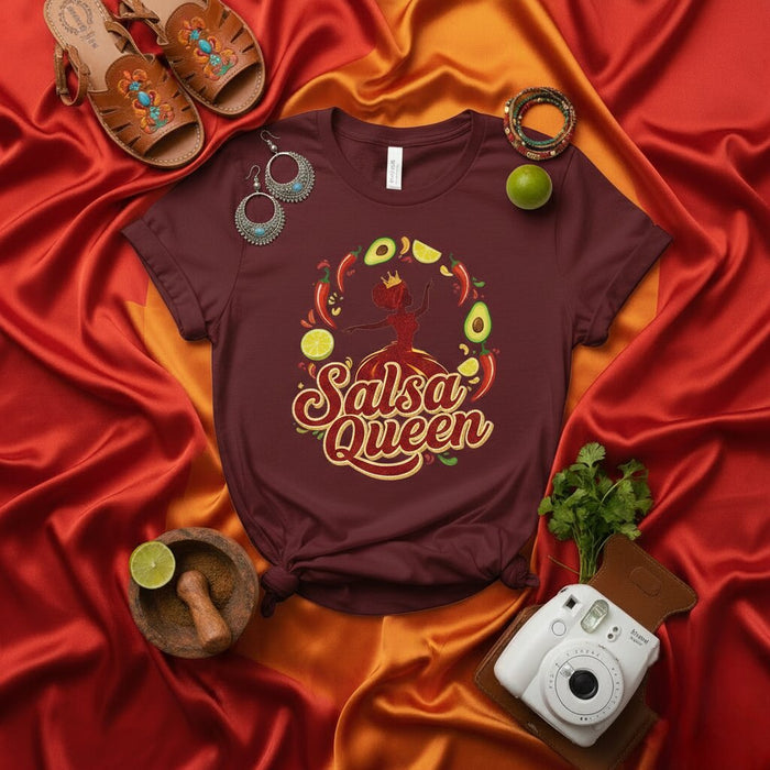 Salsa Queen Shirt Funny Mexican Food Tee Chili Pepper Avocado Lemon Lime Graphic T-Shirt Hispanic Heritage Month Gift