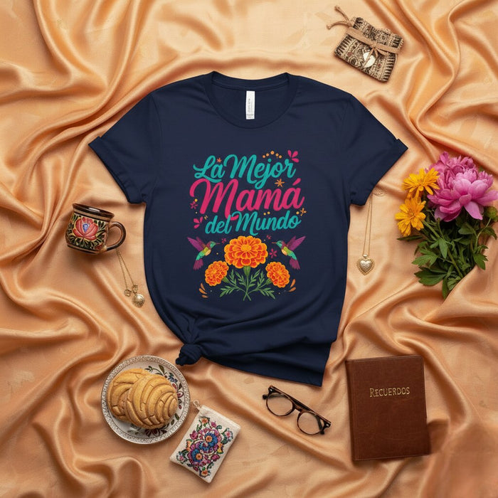 Camiseta La Mejor Mamá del Mundo, Regalo para el Día de la Madre, Floral Colibrí para Mamá, Playera Mexicana para Mamá, Outfit Día de la Madre, Camiseta Rosa Unisex