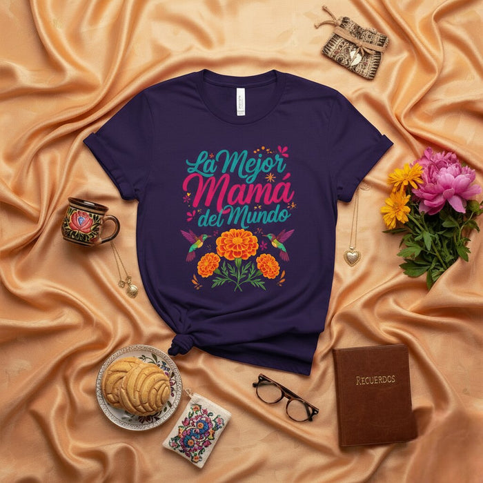 Camiseta La Mejor Mamá del Mundo, Regalo para el Día de la Madre, Floral Colibrí para Mamá, Playera Mexicana para Mamá, Outfit Día de la Madre, Camiseta Rosa Unisex