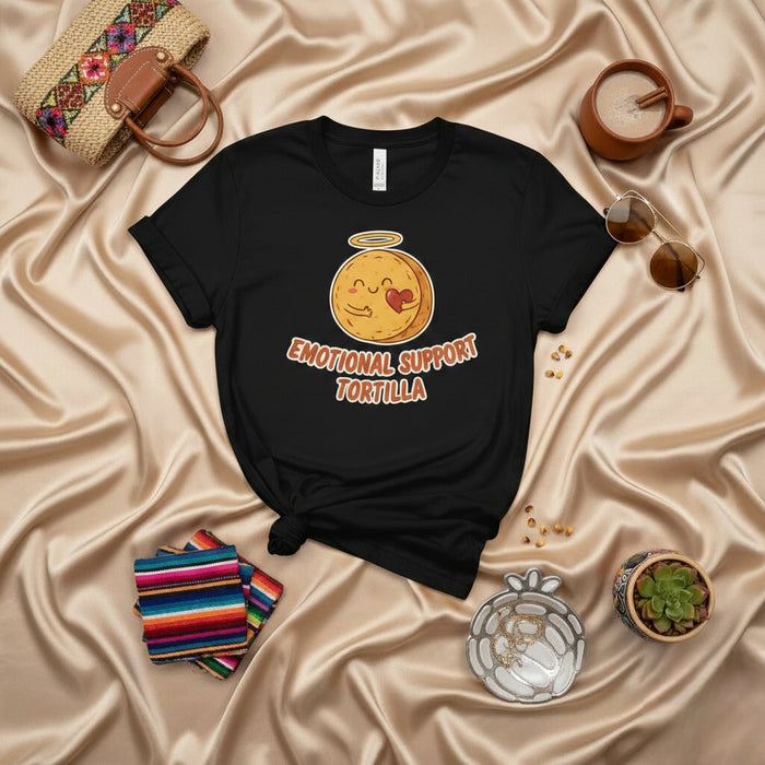 T-shirt Tortilla de Soutien Émotionnel, Haut Humoristique Alimentation Mignonne pour Hommes et Femmes, T-shirt Graphique Confort Mexicain Drôle, Idée Cadeau Jaune Unisexe