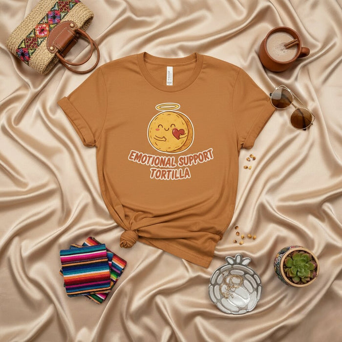 T-shirt Tortilla de Soutien Émotionnel, Haut Humoristique Alimentation Mignonne pour Hommes et Femmes, T-shirt Graphique Confort Mexicain Drôle, Idée Cadeau Jaune Unisexe