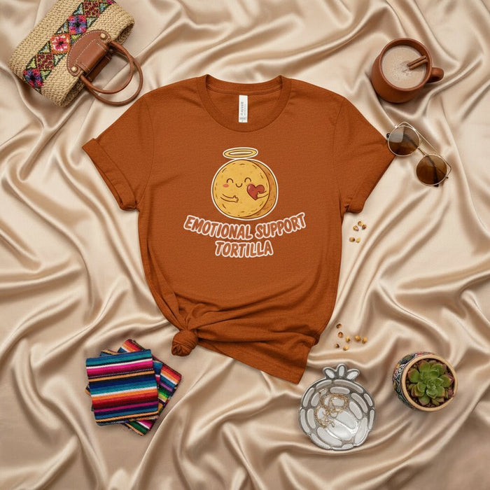 T-shirt Tortilla de Soutien Émotionnel, Haut Humoristique Alimentation Mignonne pour Hommes et Femmes, T-shirt Graphique Confort Mexicain Drôle, Idée Cadeau Jaune Unisexe