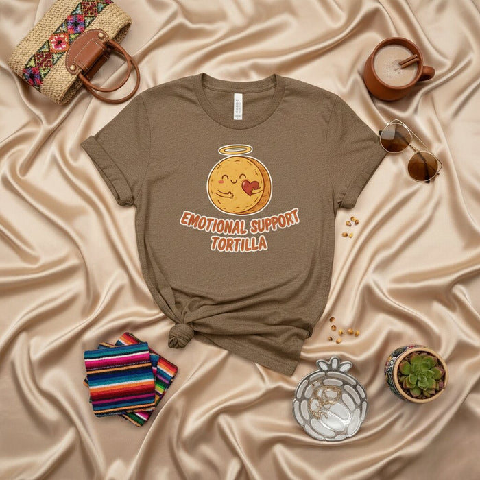 T-shirt Tortilla de Soutien Émotionnel, Haut Humoristique Alimentation Mignonne pour Hommes et Femmes, T-shirt Graphique Confort Mexicain Drôle, Idée Cadeau Jaune Unisexe