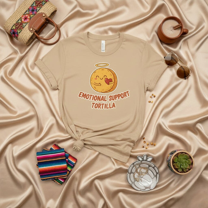 T-shirt Tortilla de Soutien Émotionnel, Haut Humoristique Alimentation Mignonne pour Hommes et Femmes, T-shirt Graphique Confort Mexicain Drôle, Idée Cadeau Jaune Unisexe