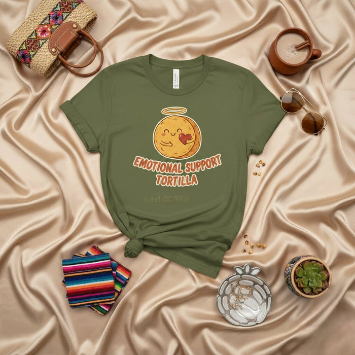 T-shirt Tortilla de Soutien Émotionnel, Haut Humoristique Alimentation Mignonne pour Hommes et Femmes, T-shirt Graphique Confort Mexicain Drôle, Idée Cadeau Jaune Unisexe