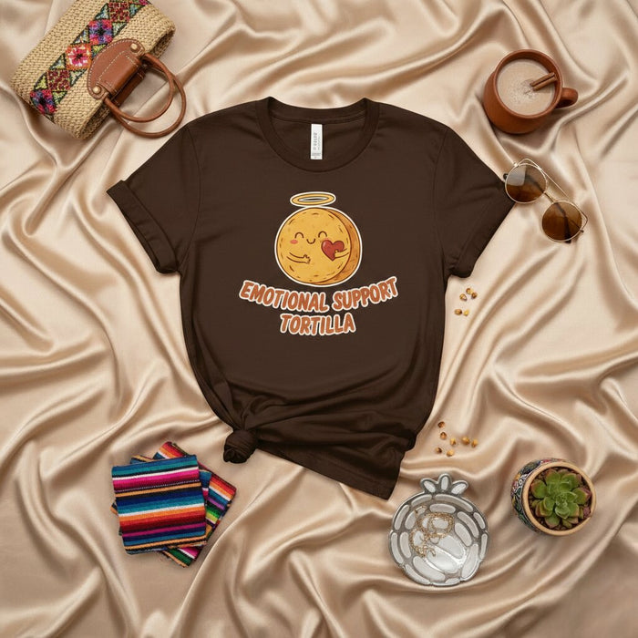 T-shirt Tortilla de Soutien Émotionnel, Haut Humoristique Alimentation Mignonne pour Hommes et Femmes, T-shirt Graphique Confort Mexicain Drôle, Idée Cadeau Jaune Unisexe