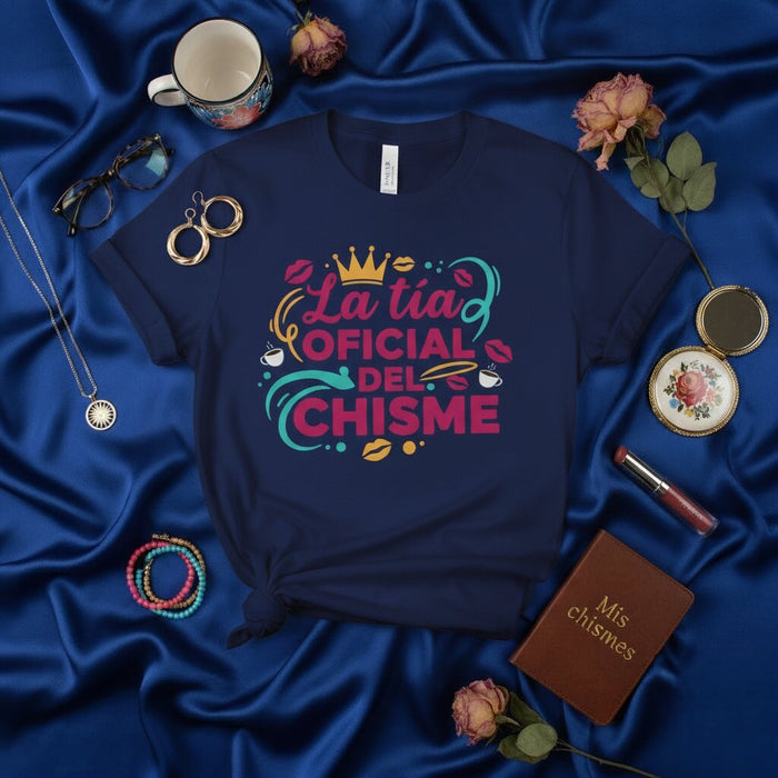 T-shirt La tía OFICIAL del CHISME | Tee-shirt Amusant pour Tante Bavarde | Cadeau pour Tantes Hispanophones | T-shirt de Commérage Unisexe pour Tante Espagnole