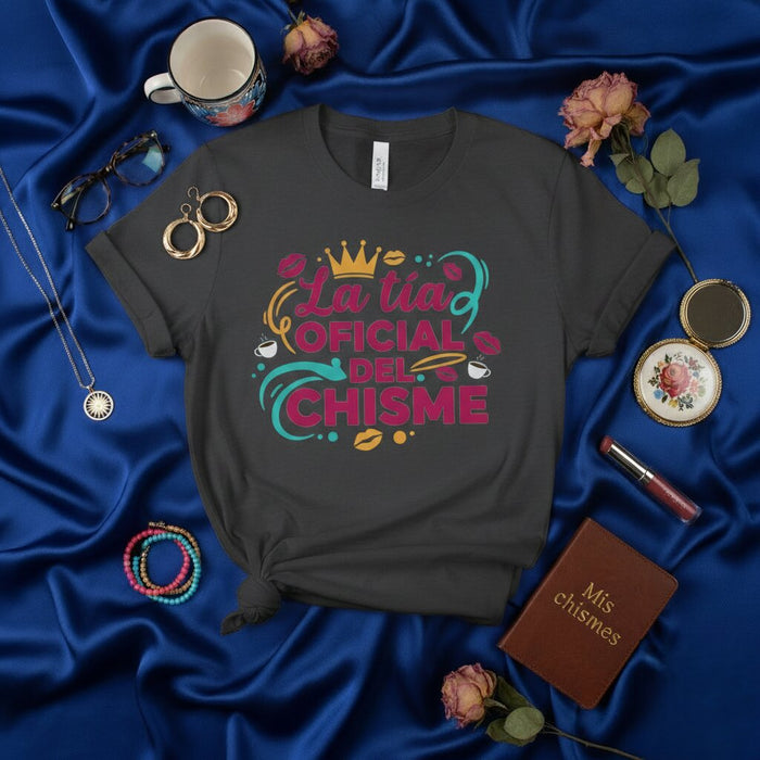 T-shirt La tía OFICIAL del CHISME | Tee-shirt Amusant pour Tante Bavarde | Cadeau pour Tantes Hispanophones | T-shirt de Commérage Unisexe pour Tante Espagnole