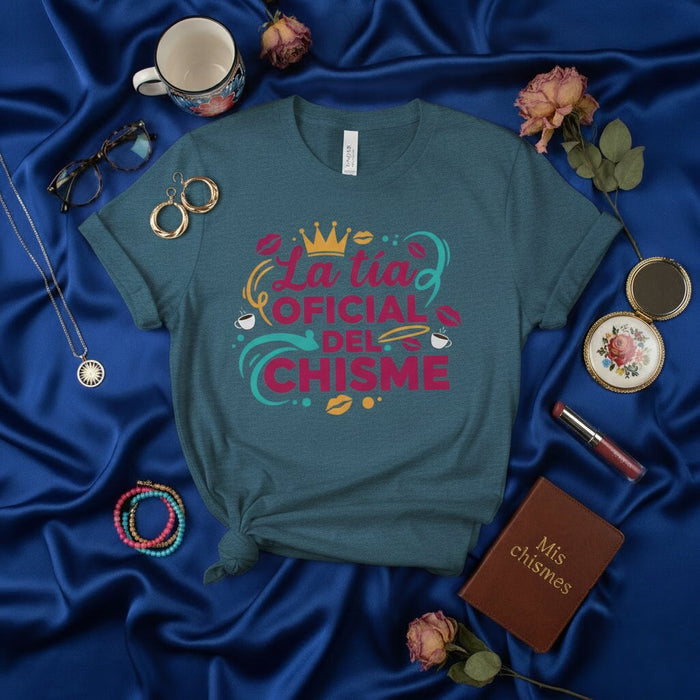 T-shirt La tía OFICIAL del CHISME | Tee-shirt Amusant pour Tante Bavarde | Cadeau pour Tantes Hispanophones | T-shirt de Commérage Unisexe pour Tante Espagnole