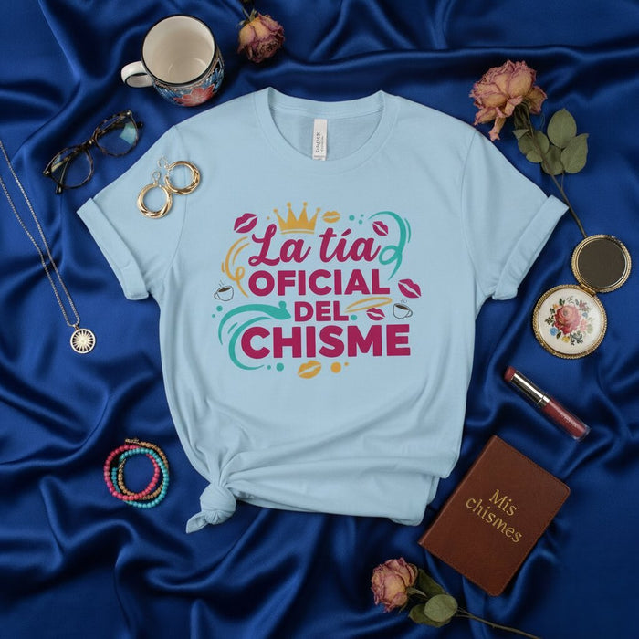 T-shirt La tía OFICIAL del CHISME | Tee-shirt Amusant pour Tante Bavarde | Cadeau pour Tantes Hispanophones | T-shirt de Commérage Unisexe pour Tante Espagnole