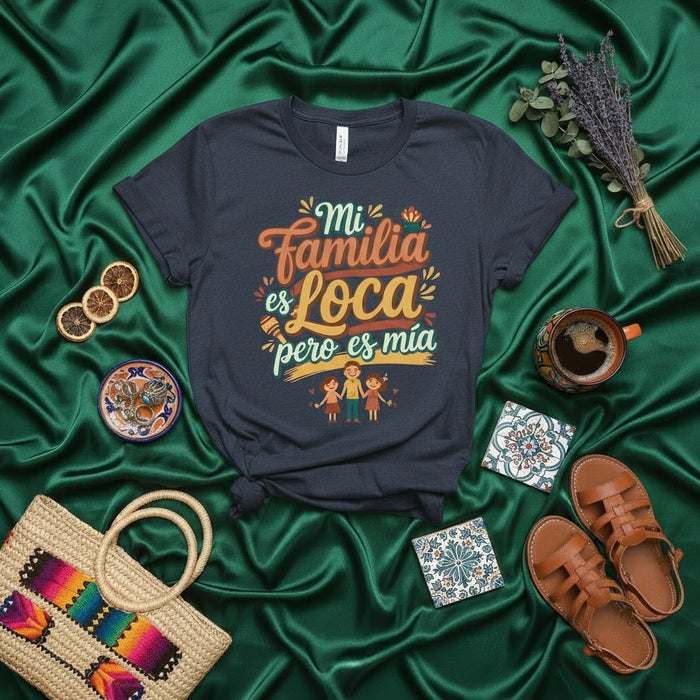 Mi Familia es Loca pero es Mía T-Shirt | Funny Spanish Family Tee | Loco Mi Familia Shirt | Cute Family Matching T-Shirt | Latina Power T-Shirt Gift for Mom Dad Sister Brother