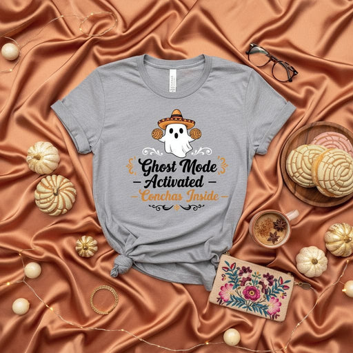 Ghost Mode Activated Conchas Inside Funny Halloween Sombrero Ghost T-Shirt Unisex Spooky Mexican Pan Dulce Fall Gift Tee Shirt for Men Women Mexicada