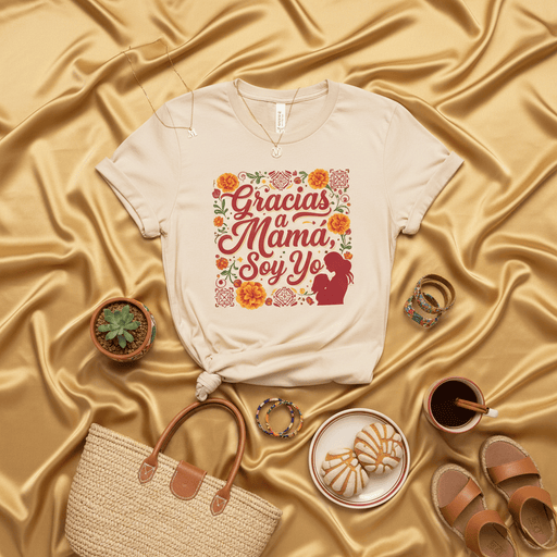 Gracias Mamá Soy Yo Spanish Mother's Day T-Shirt, Floral Marigold Mexico Culture Tee, Gracias a Mama Soy Yo Gift for Mom, Cute Mama's Boy Girl Shirt, Día de las Madres Family Apparel. Mexicada