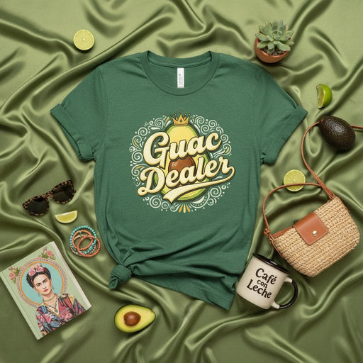 Guac Dealer Avocado Crown T-Shirt Funny Foodie Graphic Tee for Men Women Unisex Mexicada