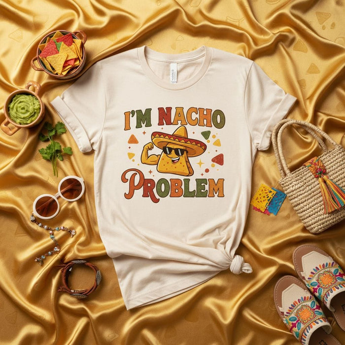 I'M NACHO PROBLEM T-Shirt Funny Cinco de Mayo Fiesta Tee Retro Nacho Chip Sombrero Graphic Unisex Shirt Food Pun Gift Idea Mexicada