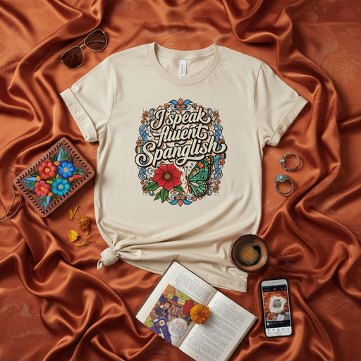 I Speak Fluent Spanglish T-Shirt, Bilingual Floral Butterfly Graphic Tee, Multicultural Heritage Shirt, Latino Latinx Gift, Mestizo Unisex Shirt Mexicada