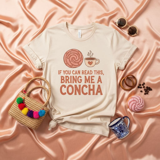 IF YOU CAN READ THIS, BRING ME A CONCHA T-Shirt | Pan Dulce and Coffee Shirt | Mexican Sweet Bread Pastry Tee | Hispanic Foodie Gift | Funny Latina Concha Love Shirt | Concha Lovers Unisex Shirt Mexicada