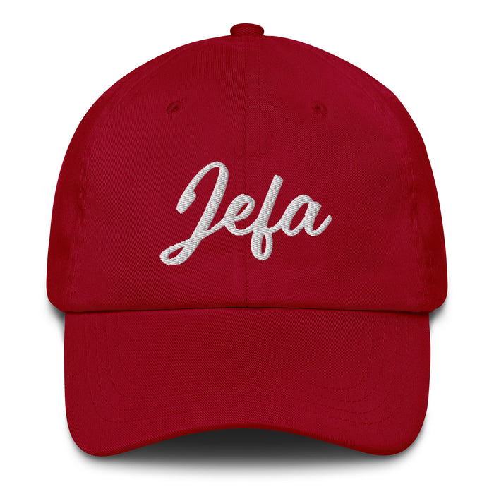 Jefa Embroidered Dad Hat | Boss Lady, Leadership, Power, Confidence, Queen | J5 Mexicada Cranberry